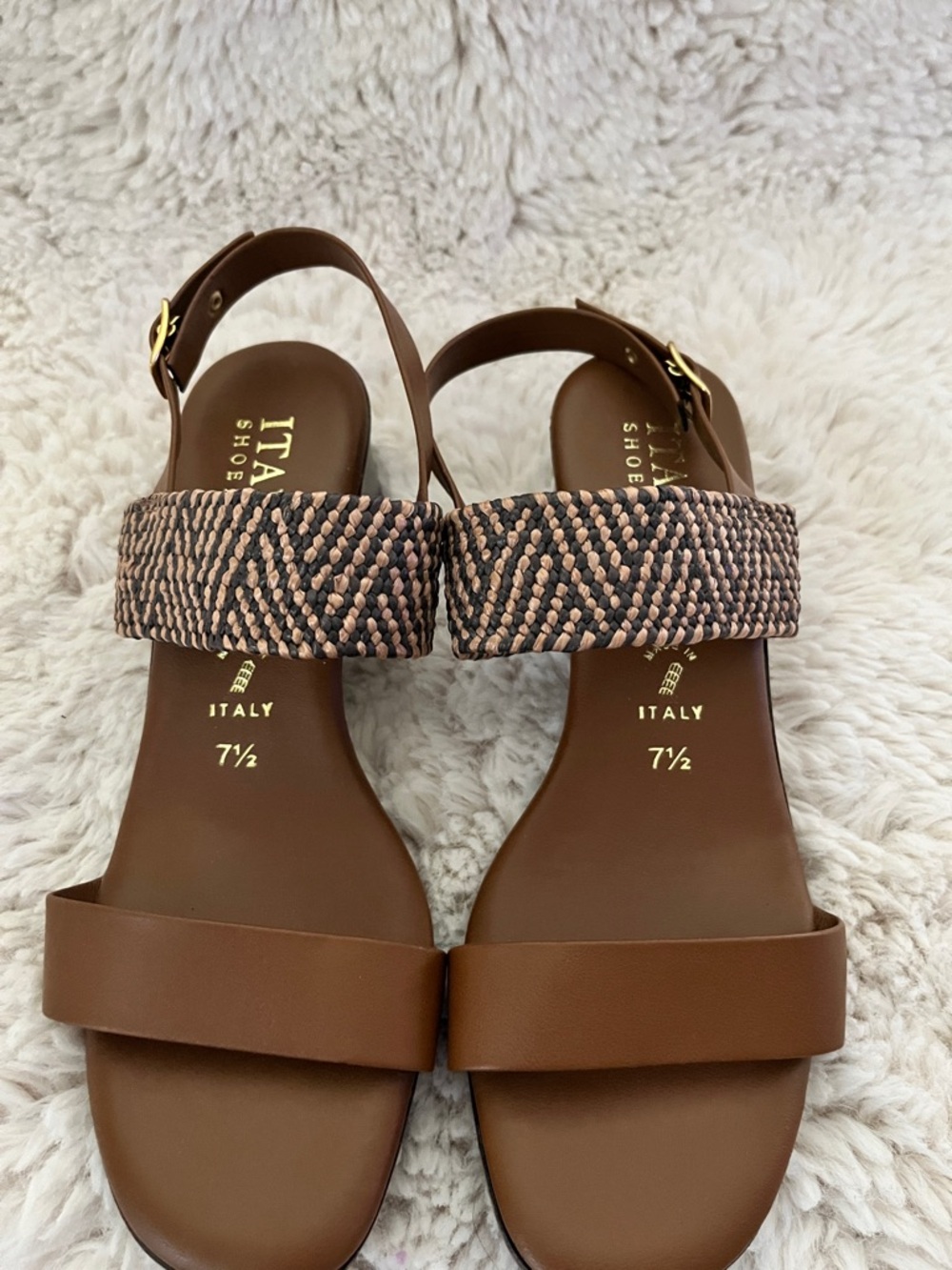Italian Shoemakers Brown Woven-Strap Slingback Sandals..NWOT - Picture 6 of 6